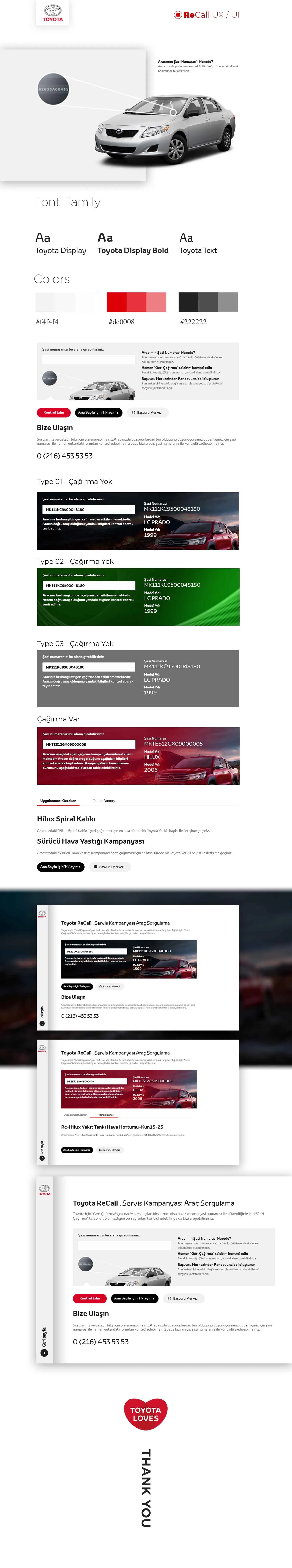 Toyota ReCall — ReCall UX/UI — tam tasarım